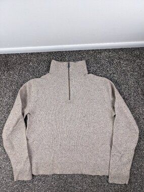 2020 J Crew Sweater 1/2 Zip Merino Wool Donegal Flecked Beige Tan Mens Small